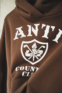 ANTi COUNTRY CLUB COLLEGE LOGO HOODIE - BROWN -