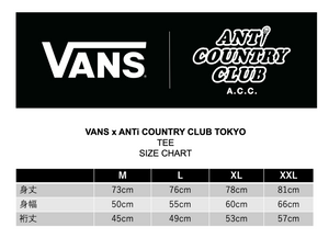 VANS x ANTi COUNTRY CLUB TOKYO COLLABORATION TEE - BLACK -