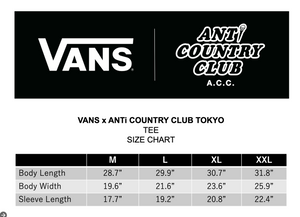 VANS x ANTi COUNTRY CLUB TOKYO COLLABORATION TEE - BLACK -