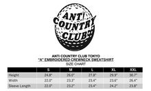 Load image into Gallery viewer, ANTi COUNTRY CLUB TOKYO 2026 SS - “A” EMBROIDERED CREWNECK SWEATSHIRT (BLACK) -
