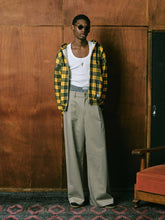 Load image into Gallery viewer, ANTi COUNTRY CLUB TOKYO 2026 SS - PLAID PRINT DOUBLE-LAYER WAFFLE THERMAL HOODIE（YELLOW) -
