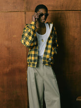 Load image into Gallery viewer, ANTi COUNTRY CLUB TOKYO 2026 SS - PLAID PRINT DOUBLE-LAYER WAFFLE THERMAL HOODIE（YELLOW) -
