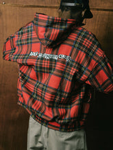 Load image into Gallery viewer, ANTi COUNTRY CLUB TOKYO 2026 SS - PLAID PRINT DOUBLE-LAYER WAFFLE THERMAL HOODIE（RED) -
